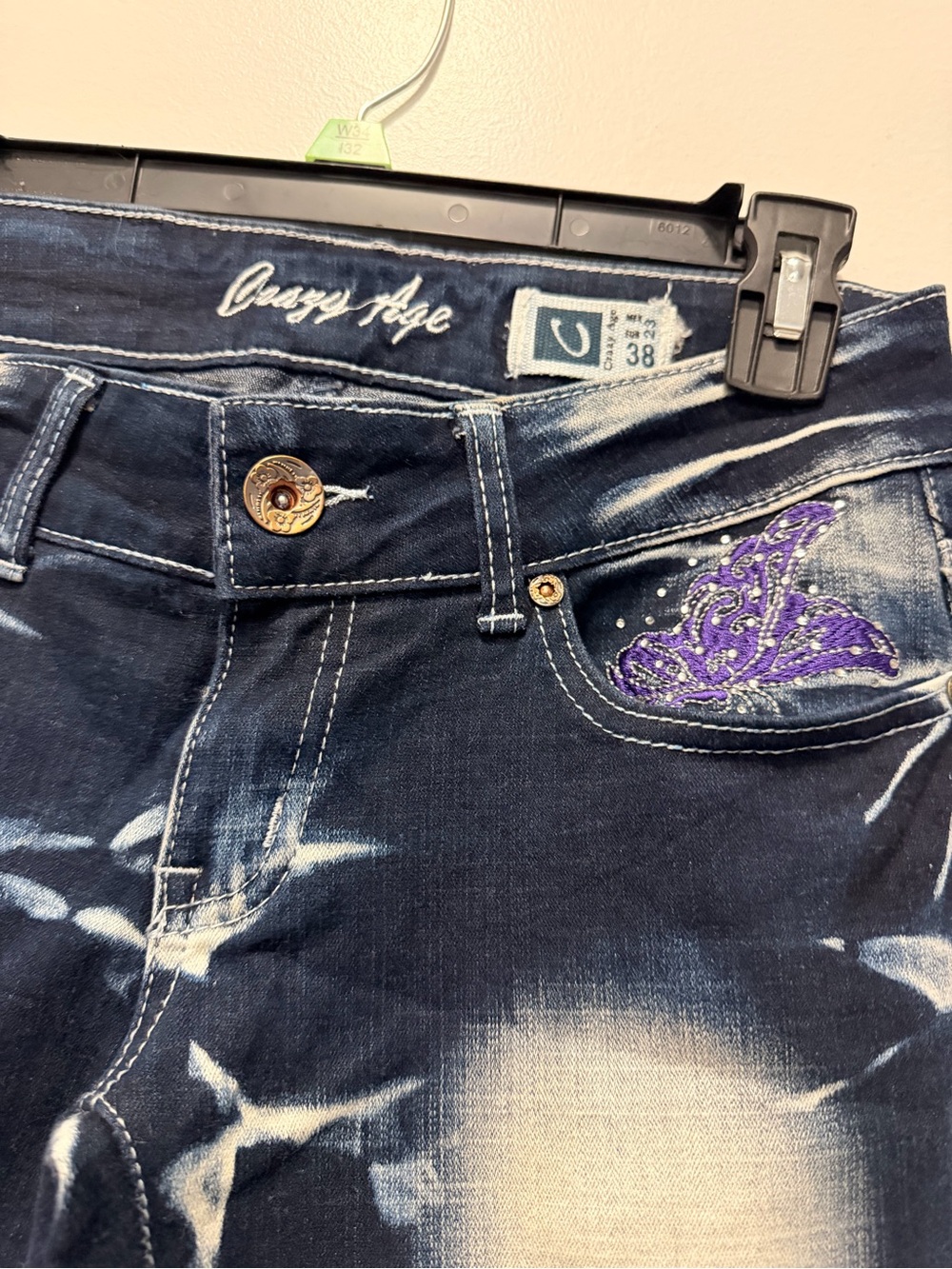 Women's Purple Butterfly Embellished Flare Jeans - Picture 4 of 11
